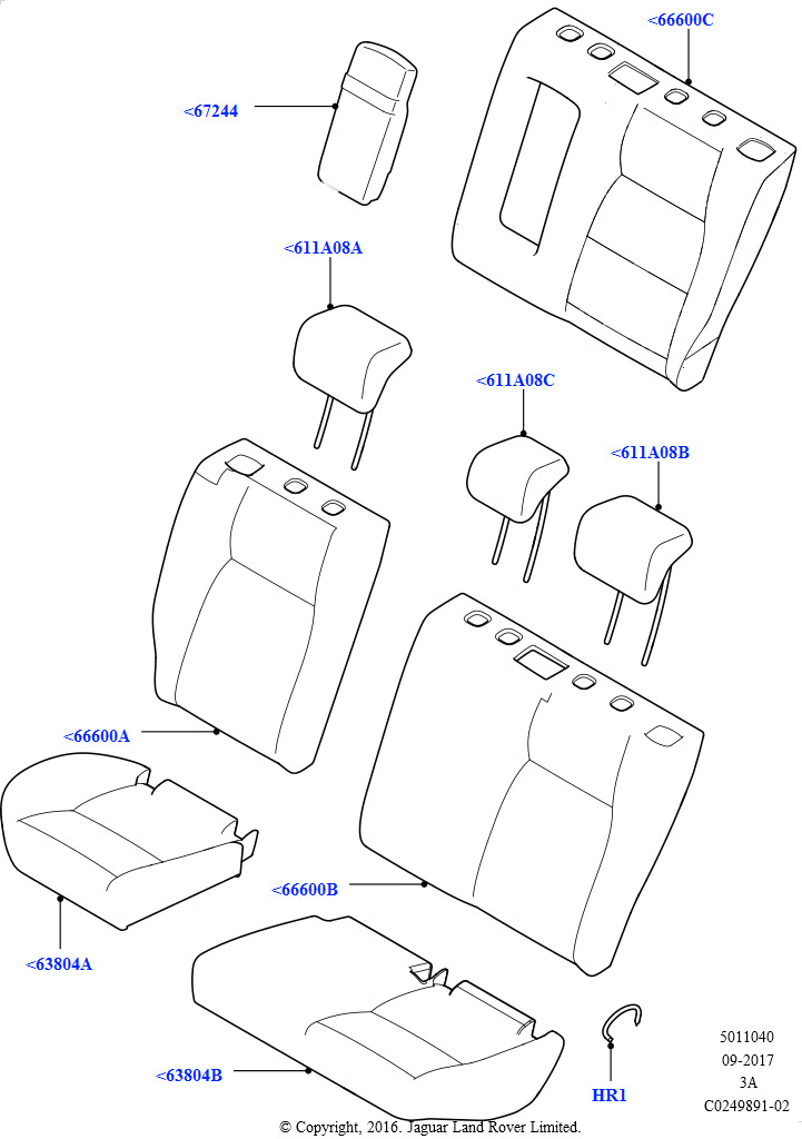 Схема - COVER - REAR SEAT CUSHION