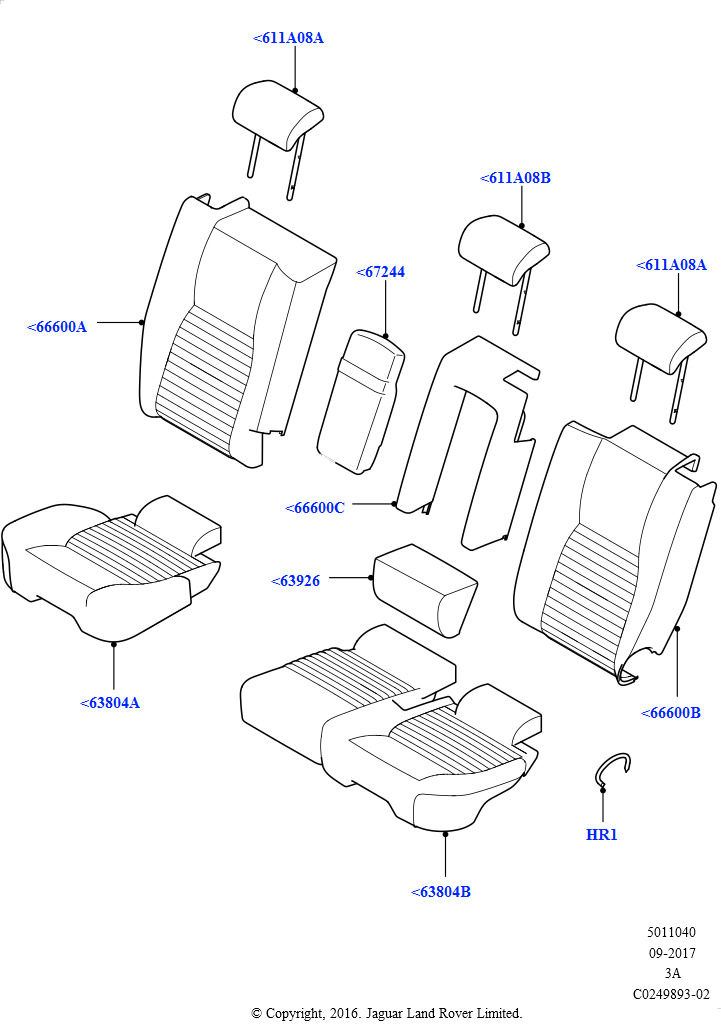 Схема - COVER - REAR SEAT CUSHION
