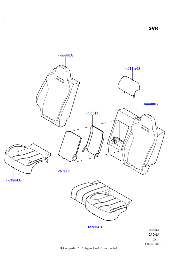 Схема - Обивка заднего правого сидения (спинка) RRS c 2014 -