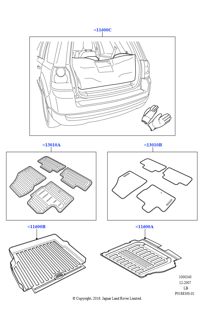 Схема - Поддон багажного отделения (резина) FR2