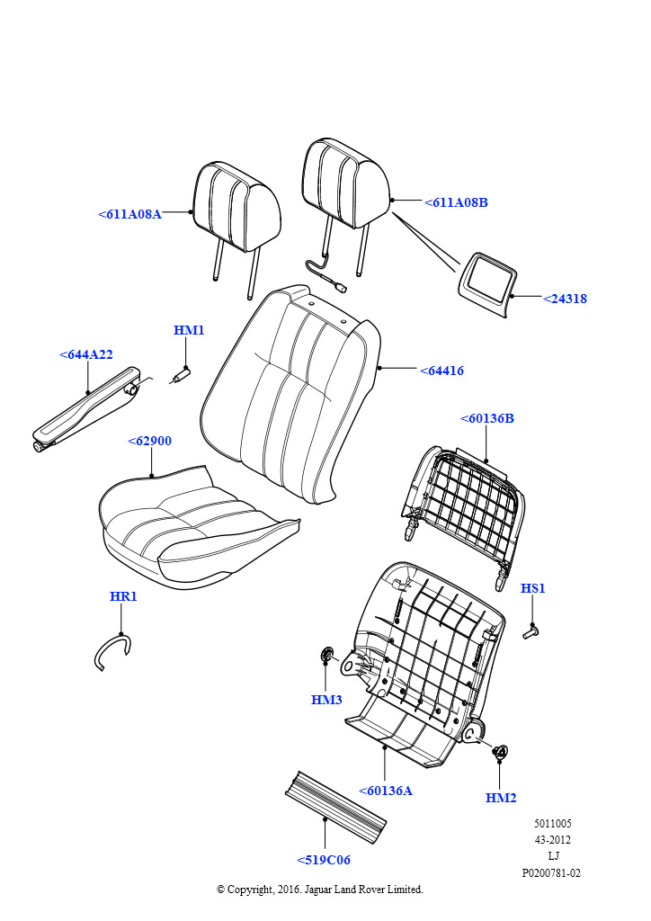 Схема - Обшивка спинки пассажирского сиденья NRR 2007-2012