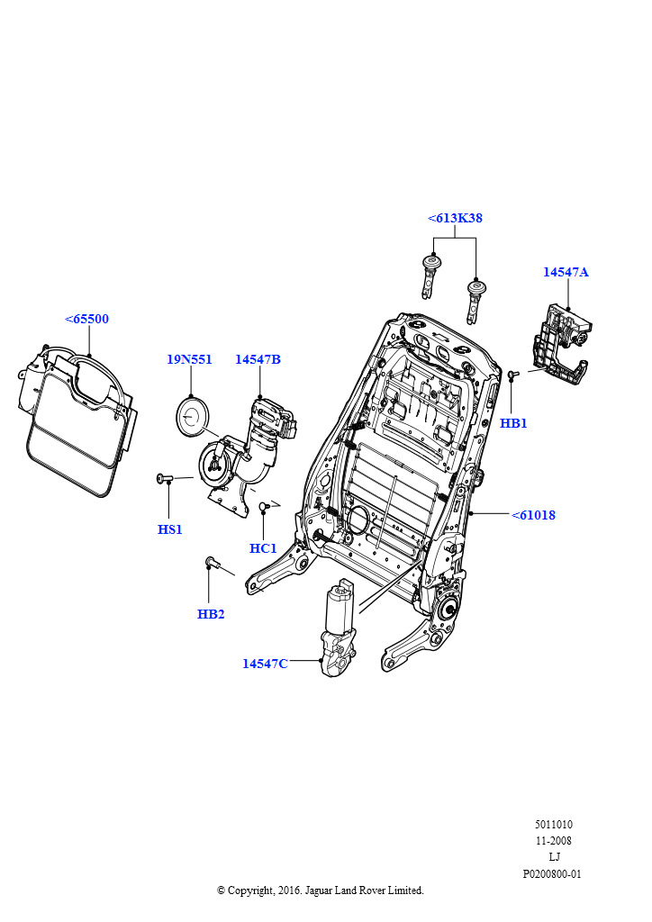 Схема - Воздуховод мотора обдува спинки сидения RRN 2002-2012