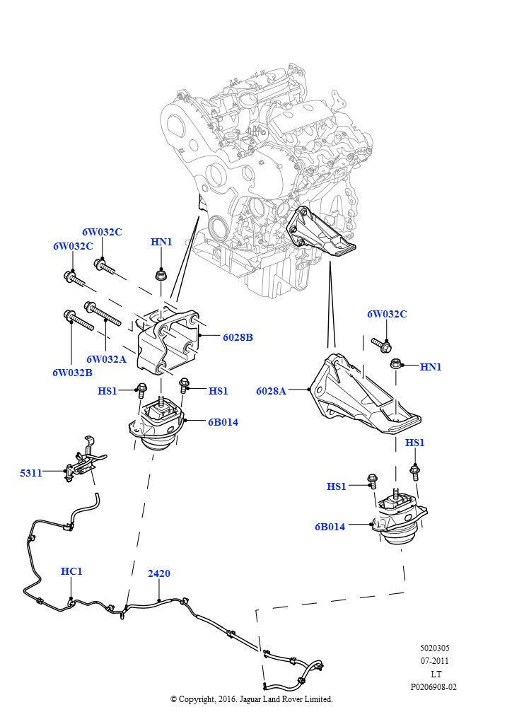 Схема - Кронштейн левой опоры двигателя 2.7/30TD D4/RRS2