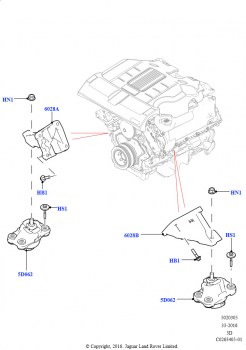 Опора двигателя (Сборка на заводе в г. Солихалл, 3.0L DOHC GDI SC V6 БЕНЗИНОВЫЙ)