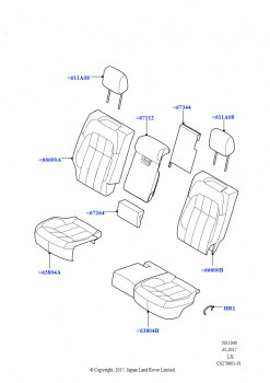 Обивка задних сидений (Полуанилиновая перфорированная кожа, Версия — Core, Без спортивн.звука системы выпуска)