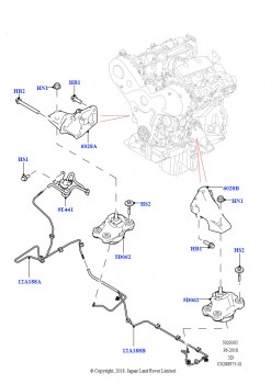 Опора двигателя (Сборка на заводе в г. Нитра, Дизельный 3,0 V6)