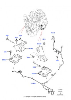 Опора двигателя (Сборка на заводе в г. Нитра, 2,0 л I4 DSL MID DOHC AJ200, 2.0L I4 DSL HIGH DOHC AJ200)