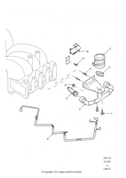Трубки и регулирующие клапаны - система подачи вторичного воздуха (V8)