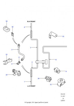 Передние тормозные трубопроводы (Без клапана-ограничителя давления в тормозной системе, Без аниблокиров. системы тормозов)