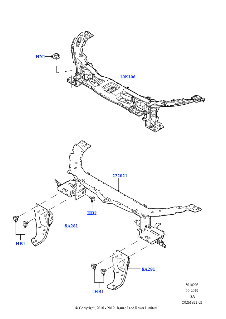 Схема - Стойка передней панели правая RR EVOQUE