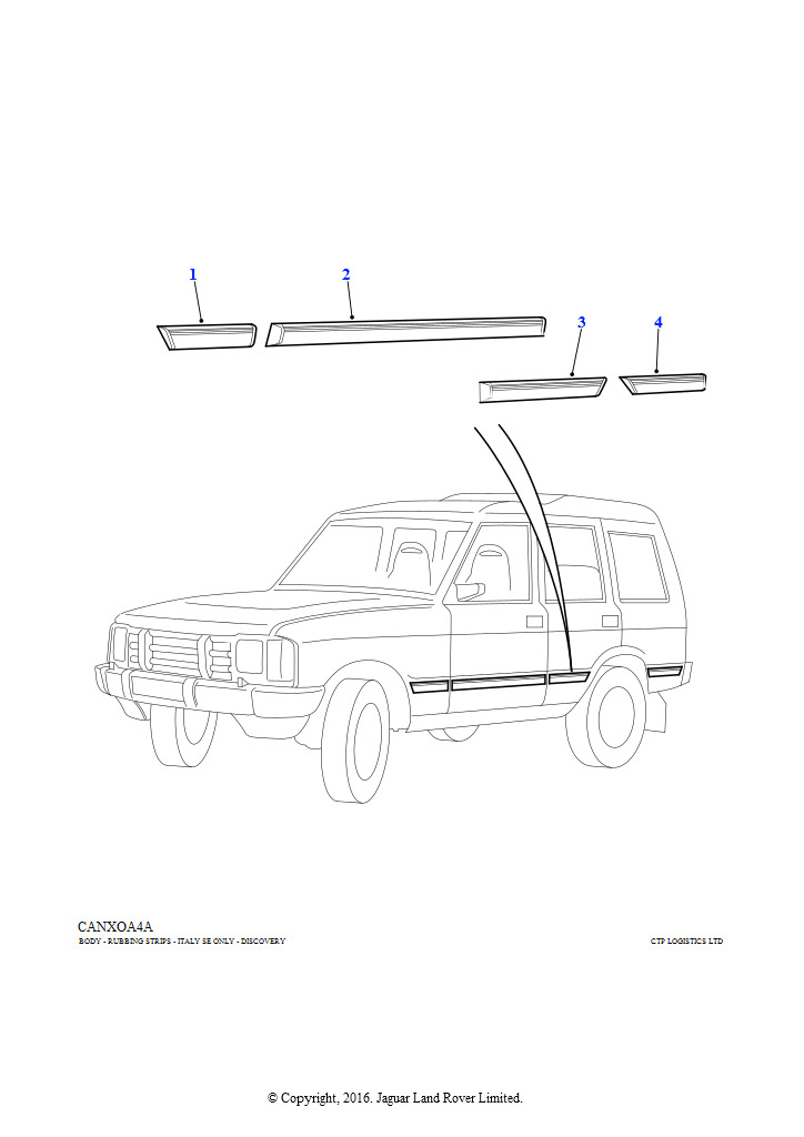 Схема - Молдинг заднего правого крыла Х