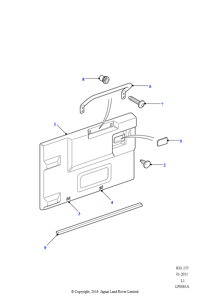 Схема - РАМКА ВНУТРЕННЕЙ РУЧКИ ДВЕРИ