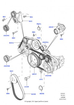 Шкивы и приводные ремни (4.4L DOHC DITC V8 Diesel)