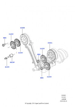Газораспределительный механизм (Звездочки, электромагниты, 4.4L DOHC DITC V8 Diesel)