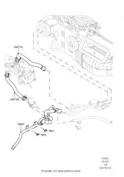 Шланги отопителя (Передний, Дизельный 3,0 V6, Стояночный отопитель с дист.упр.)