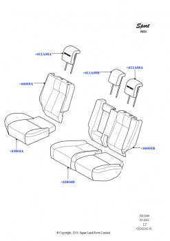 Обивка задних сидений (Эмблема Sports - красная)