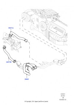 Шланги отопителя (Передний, 4.4L DOHC DITC V8 Diesel, Стояночный отопитель с дист.упр.)