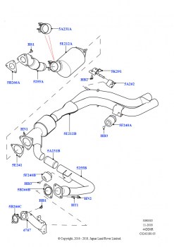 Система выпуска (Передний, 4.4L DOHC DITC V8 Diesel, Токсичность выхлопа Euro 4, 4.4L DOHC DITC V8 Diesel, Стандарт токсичн.выхл.Proconve L6)