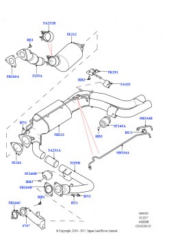Система выпуска (Передний, 4.4L DOHC DITC V8 Diesel, Этап V плюс DPF, С фильтр.тверд.прод.сгор. диз.топ.)