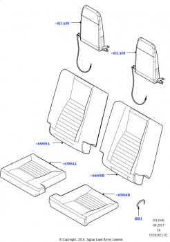 Обивка задних сидений (РЯд 3, Кожа Windsor, Изготовитель - Changsu (Китай), Сдвоенн.отдельн. сиденье 3-го ряда)