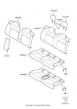 Обивка задних сидений (Перфорированная кожа Taurus, Сборочный завод Хэйлвуд, С 2 малыми раздельн.задн.сиденьями)