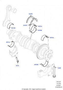 Коленчатый вал/поршни и подшипники (Сборка на заводе в г. Солихалл, 2.0L I4 DSL HIGH DOHC AJ200, 2,0 л I4 DSL MID DOHC AJ200)