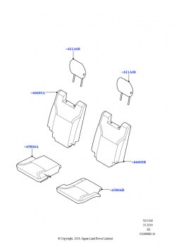 Обивка задних сидений (РЯд 3, Сборка на заводе в г. Солихалл, Текстурированная ткань, Версия — Core, С 7-местной конфигурацией)