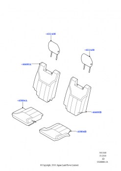 Обивка задних сидений (Сборка на заводе в г. Солихалл, РЯд 3, Перфорированная кожа Taurus, Версия — Core, С 7-местной конфигурацией)