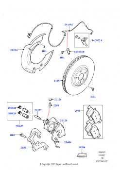 Диски и суппорты передних тормозов (Версия — Core, Версия — R-Dynamic)