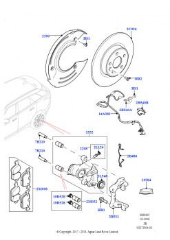 Диски и суппорты задних тормозов (Версия — Core, Версия — R-Dynamic)