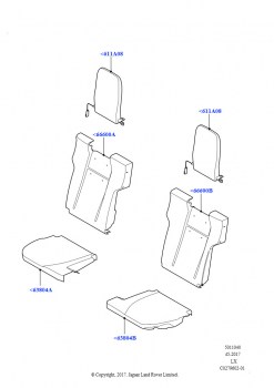 Обивка задних сидений (3-й ряд, Perf Windsor Leather/Suede, С 7-местной конфигурацией)