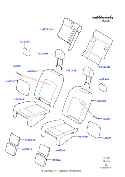 Обивка задних сидений (Эмблема Autobiography Black / SV Autobiography, С 2 малыми раздельн.задн.сиденьями)