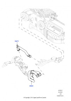 Шланги отопителя (Передний, 4.4L DOHC DITC V8 Diesel, Стояночный отопитель с дист.упр.)