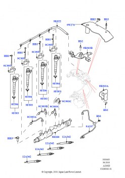 Топливные форсунки и трубопроводы (Сборка на заводе в г. Нитра, 2,0 л I4 DSL MID DOHC AJ200, 2.0L I4 DSL HIGH DOHC AJ200)