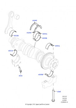 Коленчатый вал/поршни и подшипники (Сборка на заводе в г. Нитра, 2,0 л I4 DSL MID DOHC AJ200, 2.0L I4 DSL HIGH DOHC AJ200)