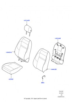 Обивка передних сидений (5-дверный, Diamond Perf Windsor Leather, Сборочный завод Хэйлвуд)