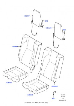 Обивка задних сидений (Перфорированная кожа Taurus, Сборочный завод Хэйлвуд, С двухместным сиденьем 3-го ряда)